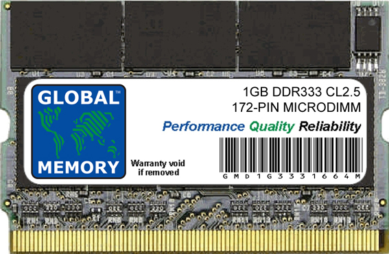 1GB DDR 333MHz PC2700 172-PIN MICRODIMM MEMORY RAM FOR SONY LAPTOPS/NOTEBOOKS 1GB DDR 333MHz PC2700 172-PIN MICRODIMM MEMORY RAM FOR SONY LAPTOPS/NOTEBOOKS